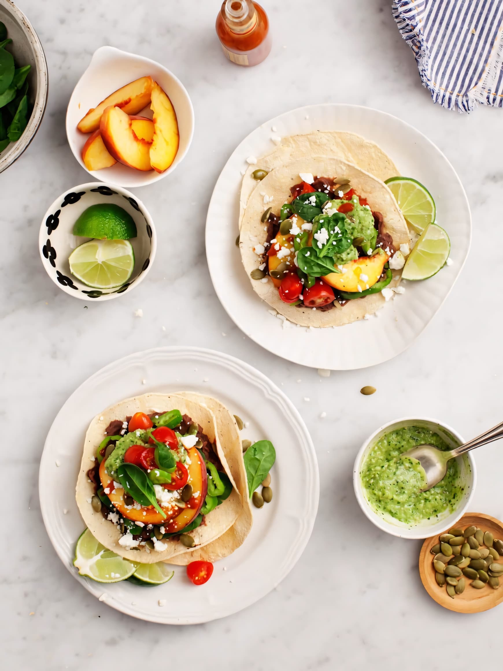 Green Chile Peach Tostadas