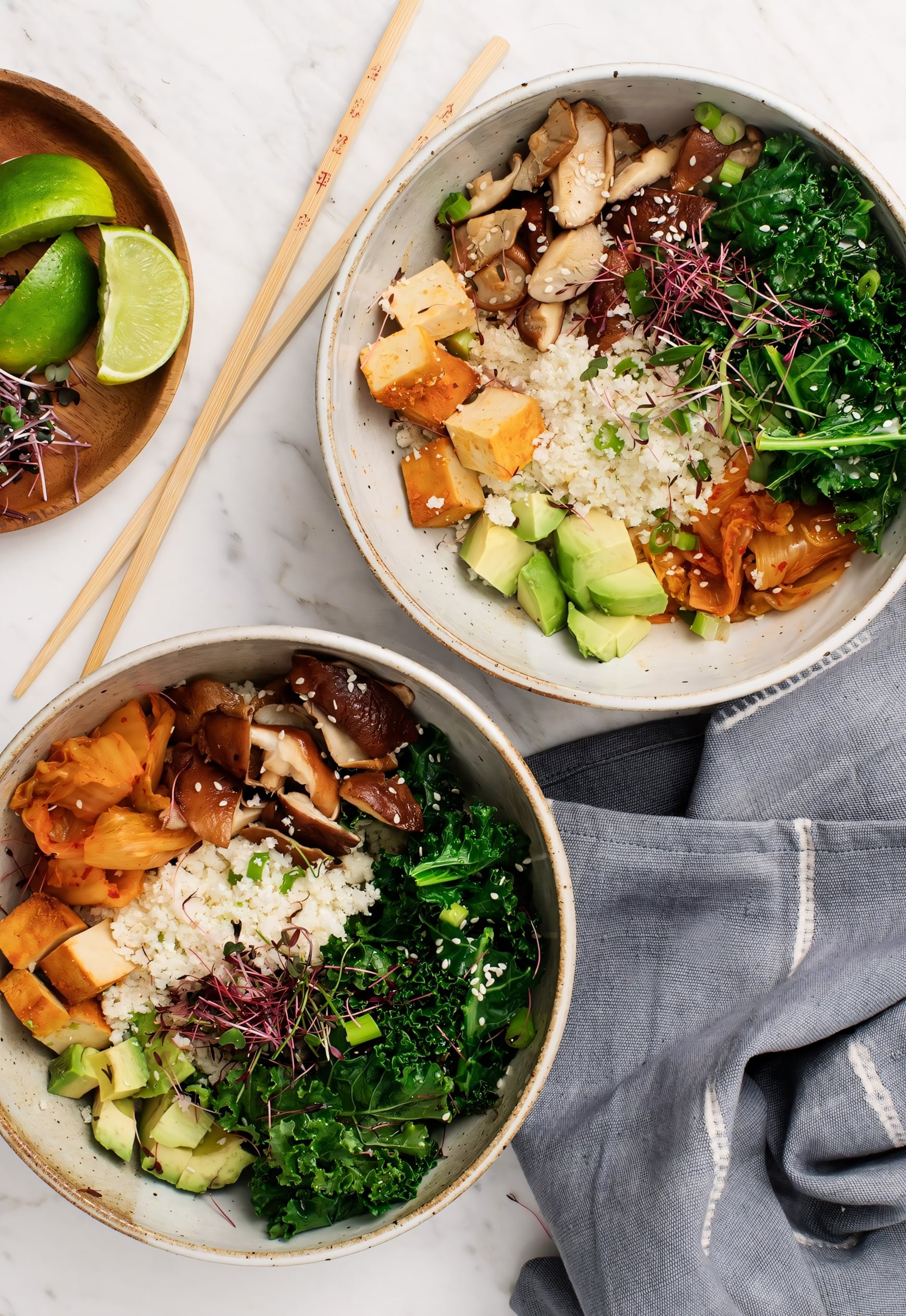 Vegan Cauliflower Rice Kimchi Bowls - in Under 30 Minutes